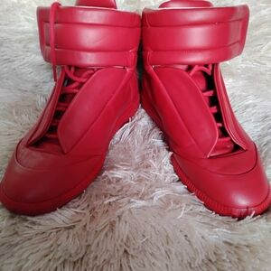 Red Maison Margiela leather high top sneakers